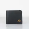 Carteiras curtas masculinas fashion carteira de abelha bolsa de couro genuíno porta-cartões de cartão de crédito de alta qualidade com saco para pó