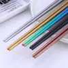 Talheres de Aço Inoxidável Pauzinho 23cm Quadrado Multi Color Hotel Home Electroplate Titânio Cutelaria Cutelaria Chopsticks Nova Chegada 4 3xc G2