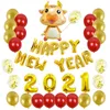 41 pz / set Capodanno cinese decorazioni 2021 oro rosso Latex 16 pollici numero palloncino cinese felice anno nuovo 2021 palloncino festa deco F1222