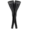 Czarny PU Leather Udo Wysokie pończochy dla kobiet Plus Size Pole Dance Sexy Bielizna Nightclub Party Sexy Pończochy Latex Hosiery