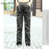 Femmes Entraînement Camouflage Militaire Harem Cargo Jeans Pantalon Denim Salopette Faisceau Baggy Pantalon Dames Lâche Pantalon Multi-poches LJ201029