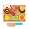 Wooden Food Kitchen Toys Simulation Vegetables Fruits Magnet Kitchen Toys Breakfast Children's Educational Play House Toys LJ201009