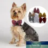 Cão bonito do animal de estimação Bow Tie Moda Cute Cat Dog Pet filhote de cachorro Bow Tie gravata Collar 5 cores mágicas adesivo Laço de algodão Pet Shop Pescoço