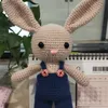 Circa 26 cm con bambola di lana di coniglio Peluga giocattoli all'uncinetto a maglia bambola di coniglietto in cotone a mano bambole per animali da coniglietto 2012222719