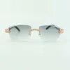 Óculos de sol Bouquet Diamond buffs 3524015 com óculos de chifre de búfalo preto natural e lente cortada espessura 3.0