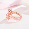 Anello in stile coreano in cristallo rosa anello da donna Diamond Diamond Ross Quartz Cat carino aperto moda