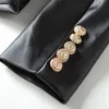 HIGH STREET Newest Baroque Fashion Designer Blazer Jacket Women's Lion Metal Buttons Faux Leather Blazer Outer Coat 201008