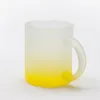 De gros! 11oz Poignée de sublimation Verres givrés dégradés Main droite DIY Verres à vin multicolores Transfert de chaleur Gobelets à vin Tasses à bière 8 tasses de couleur A12