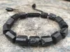 Link, cadeia natural bruto preto tourmaline pedra pulseira ajustável M00591