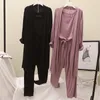 Modal Pajamas Suits Women Home Wear Fashion Goddess Cardigan+tank Top+pants Three-Pieces Set Outfit Lazy Wind 201217