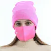 Gorrinhos de inverno Caps com máscara facial esporte malha de cristal festa chapéus engrossar quente casual borboleta cópia tampas máscaras zzc3220