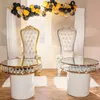 装飾の高級ベビーシャワーパーティーの花のテーブル販売のweddinsgステンレスメタルアーチゴールドチェッパの台座列イベントシーウェディング