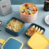 Japansk stil lunchlåda för barn läckagesäker matbehållare förvaringslåda bärbar multi-lager söt bento box med fack 201015