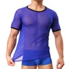 Men's T-Shirts Sexy Skinny T Shirt Men Tops Black See Through Mesh Short Sleeve TShirt Perspective O Nek Underwear Nightwear284K