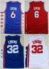 Винтажный Dr J Julius 6 Erving Jersey Men Sale Throwback Julius 32 Erving Jerseys For Sport Fans Team Красный Синий Белый Сшитый