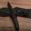 Coltello dritto di sopravvivenza di alta qualità 8Cr13Mov Lama Tanto Point rivestita in titanio nero Manico in alluminio a codolo pieno con Kydex