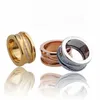 Europa Amerika Designer Ringe Mode Stil Männer Dame Frauen Titanium Stahl Gravierte B Initials Einstellungen Diamantliebhaber Ring US6-US11 4 Farbe