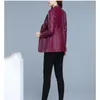 Casaco de couro falso Outono Mulheres Preto Vinho Vermelho XL-6XL Plus Size Korean Temperament Jacket Manga Longa Moda Curta Jack307 201226