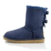 Vente en gros Femmes Botte De Neige De Luxe Garder Au Chaud Hiver Designer Bottes De Mode Noir Bleu Marine Rose Satin Moyen Cheville Court Arc Mini Chaussons De Fourrure