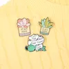 Criativo dos desenhos animados bonito personagem plantas esmalte pinos rosa verde bule papai mãe cactus broches presente para amigo lapela pinos roupas 3602216