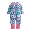 Baby jongens meisjes slaapkleding herfst herfst lange mouw bamboe print zipper romper babyjongen kleding 7440322