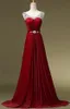 Demure Scoop Neckline Beaded Bodice With Sash Wine Red Sweep Train Mother of the Bride Dress Senior Women Prom Party Dress