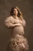 Tiered Ruffles Night Robes Maternity Dress for Photoshoot or Babyshower Photo Shoot Lady Sleepwear Bathrobe Sheer Nightgowns