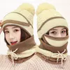 BeanieSkull Caps Winter Mask Scarf Knitted Beanie Hat Set Women Warm Balaclava Hats Female Fashion Outdoor Cycling Thick Fleece H3529370