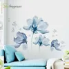 Romantic Blue Flowers Wall Sticker Living Room Bedroom Decor Home Background Self-adhesive Stickers ation 220217