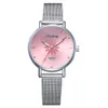 Relógios para mulheres Silver Rose Dial Flowers Metal Ladies Bracelet Quartz Watch Lady Wristwatch New 42mm