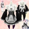 Anime re: noll kara hajimeru isekai seikatsu liv i en annan värld ram rem cosplay kostym peruks maid klänning halloween kostym