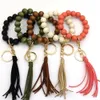 Cross-border Korean version of velvet tassel beaded bracelet elastic cord keychain multicolor options