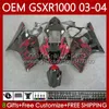 Injection mold Fairings For SUZUKI K3 GSXR1000 GSXR 1000 CC 2003 2004 Red Black Body 67No.87 K 3 GSXR-1000 GSX R1000 2003-2004 1000CC GSX-R1000 03 04 OEM Bodywork kit