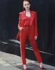 Moda czerwona matka panny młodej garnitury Slim Fit Formalne Kobiety Panie Wieczorowe Party Tuxedos Formalne zużycie na wesele (kurtka + spodnie)