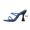 Kcenid Slip sur pantoufle à la mode talons de coupe blanc bleu femmes chaussures d'été sandales à sangle élégante dames tongs de plage Y200628
