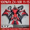 Injektionsform för Kawasaki Body Ninja ZX 10R 1000CC 10 R 2011-2015 101NO.67 ZX-10R ZX1000 C ZX10R 11 12 13 14 15 ZX-1000 2011 2012 2013 2014 2015 OEM Fairing Factory Red Blk