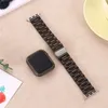 Transparenta färger Watchband Resin Ice Candy Watch Bands Tre pärla vikningsspännen för Iwatch Apple Watch 38 40 42 44mm Tillbehörsrem