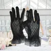 Свадебные перчатки черные свадебные кружевные перчатки из чистой пряжи, перчатки длиной до запястья, короткие свадебные аксессуары на палец