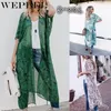 Kvinnors Badkläder Wepbel Kvinnor Elegant Tryckt Bikini Cardigan Long Kaftan Beach Cover Up Dress Girls Loose Cape Beachwear Robe1