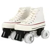 2021 NEW CANVAS Women Flashing Quad Roller Skates Shoes 4 Wheels اثنين