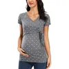 Короткими рукава беременности беременные вершины летние повседневные рубашки женские обертывания кормящих верхней части грудное вскармливание блузка TEES 1420308 H1