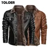 Invierno New's Chaqueta de cuero para hombre Casual Plus Velvet PU Abrigo de cuero Hombres Fleece Mastery Motorcycle Chaqueta Retro Tamaño grande M- LJ201013