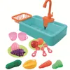17pcs 4 couleurs pour 3ans enfants semblant jouer jouets cadeau pour enfants lavabo jouets de cuisine évier eau de circulation électrique LJ201211
