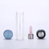 550ml Natural Crystal Obelisk Wand Elixir Gemstone Dual Layer Glass Water Bottle Quartz Healing Stainless Steel Cup