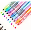 10 pçs / set Double Head Erasable Highlighter caneta marcadores cinzel marcador de ponta Fluorescente Escola de escrita de montantes cor bonito 201202