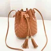 Dames Small Bag Zomer Trendy Buitenlandse Stijl Veelzijdige Eén Schouder Messenger Bag Ins Net Red Geweven Bucket Bag 032