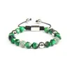 Bracciale con sfera verde CZ Braccialetti con perline in pietra di tigre verde naturale con taglio sfaccettato da 8 mm all'ingrosso per uomo donna con catena a corda amante