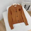 Cardigan lavorato a maglia da donna primavera e autunnoFelpa per maglioni da donna New France che invecchia la giacca cardigan da donna con grande lettera d'amore