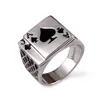 Creatieve 18K Wit Vergulde Cool Black Emaille Poker Ring voor Mannen Vrouwen Sieraden Ringen voor Vriendje vader Leuk Cadeau Accessoire