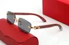 Occhiali da sole Designer Donna Uomo Occhiali da vista Sport Senza montatura UV400 Lega acrilica con montatura in legno Occhiali trasparenti Giallo Rosa Rosso Lenti in vetro